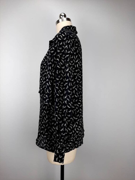 Vintage black abstract pattern flowy button down … - image 4