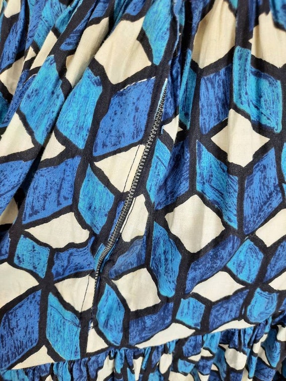 Vintage blue geometric fish scale tiered square d… - image 9