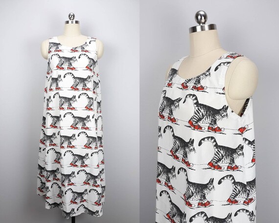 Vintage kitschy B. Kliban cat in red sneakers tent