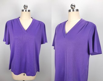 Vintage purple bright tuck pleat boxy blouse