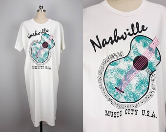 Vintage souvenir Nashville Music City retro t-shirt nightgown dress