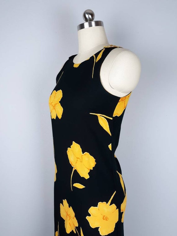 Vintage black and yellow floral graphic print 90s… - image 3