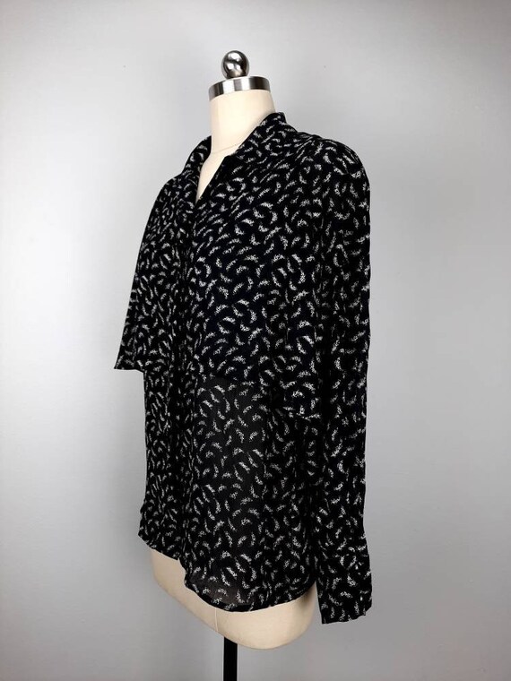 Vintage black abstract pattern flowy button down … - image 3