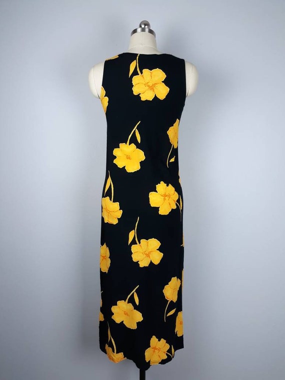 Vintage black and yellow floral graphic print 90s… - image 7