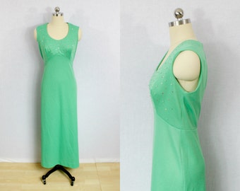 Vintage Aquamarine green embellishied maxi dress