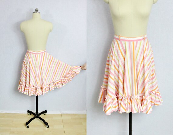 Vintage Pink striped circle skirt - image 1