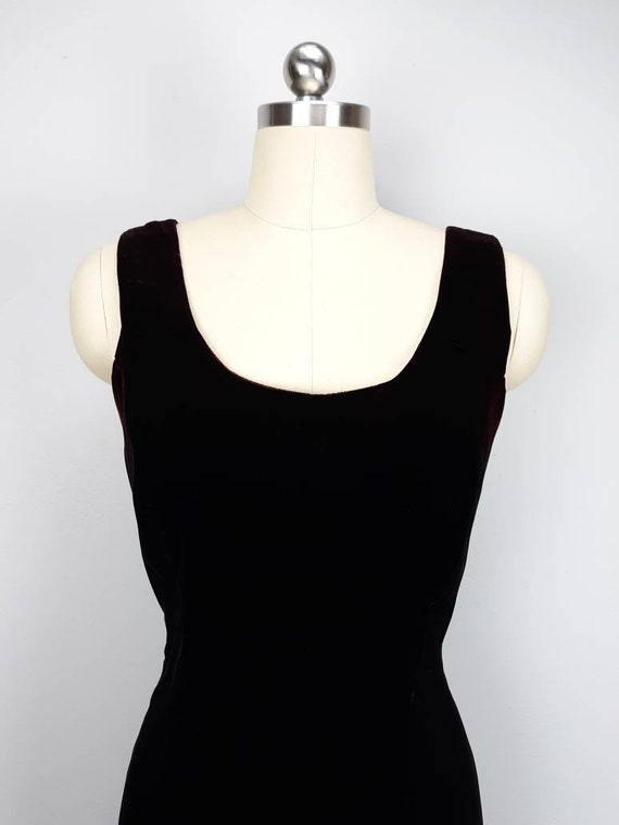 Vintage faded black and burgundy velvet minidress - image 8