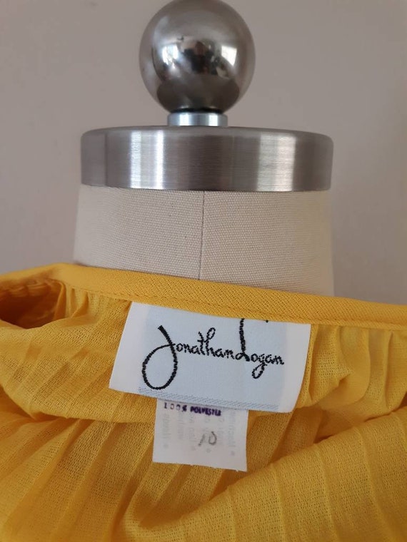 Vintage yellow pleated Jonathan Logan peplum dress - image 8