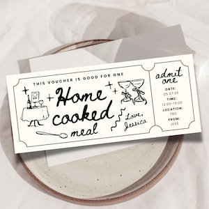 Home Cooked Meal Coupon Gift, Custom Coupon, Gift Coupon, Coupon Template, Printable Voucher, Editable Voucher, Birthday Voucher