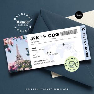 Birthday Boarding, Editable Boarding Pass Ticket, Surprise Trip Ticket, Personalized Plane Ticket, Printable Travel Ticket, Airplane Ticket