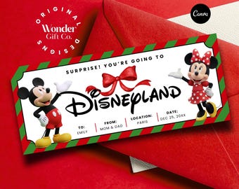 Disneyland Paris Ticket Printable, Surprise Disneyland Trip, Christmas Disneyland