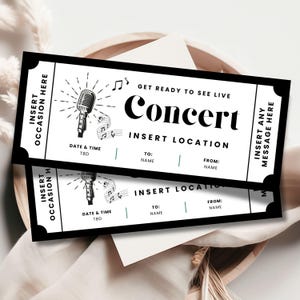 Benutzerdefinierte Konzertkartenvorlage, druckbare Konzertkarte, Überraschungsgeschenkgutschein, Date Night Ticket, Überraschungsausdruck, benutzerdefinierte Ereigniskarte