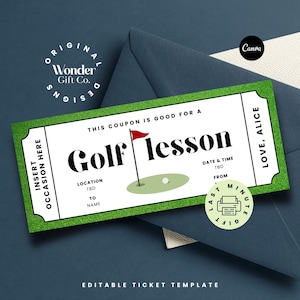 Golf-Lektion-Geschenkgutschein, benutzerdefinierte Golf-Klasse Coupon-Vorlage, Überraschungsticket, Golf-Studenten-Geschenk, Golf-Karten-Vorlage, Wochenendaktivitäten