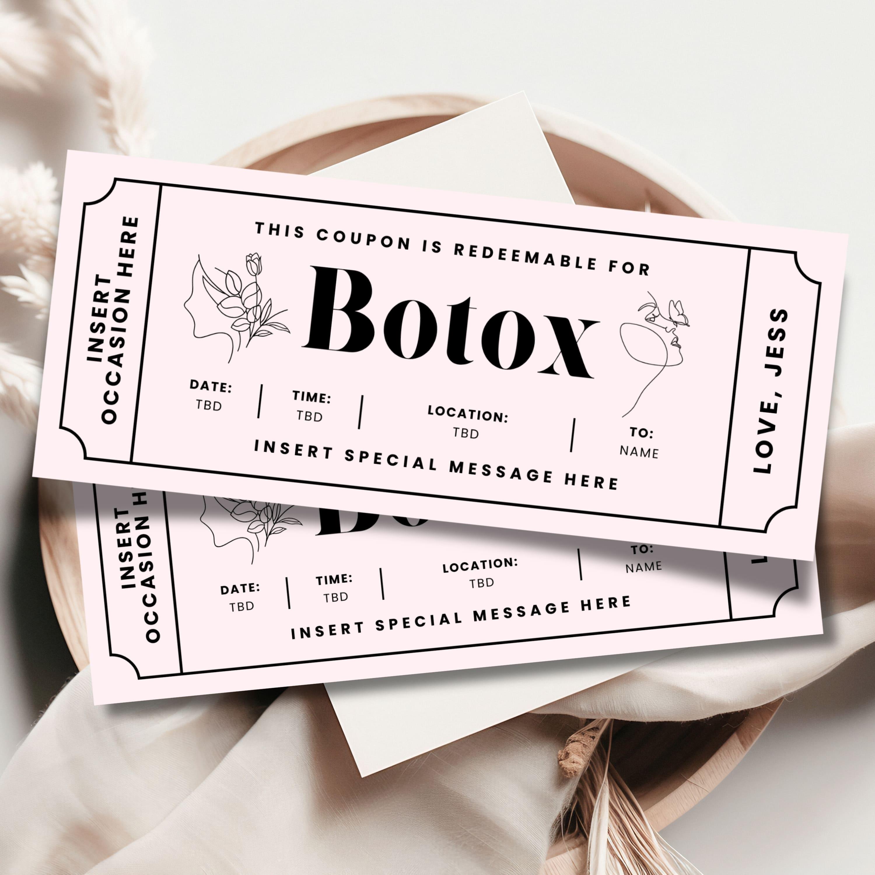 Editable Botox Gift Coupon, Med Spa Voucher Template, Beauty Lover Gift ...