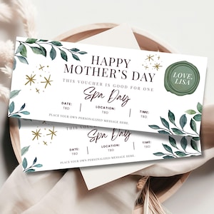 Mother Day Gift Ticket, Spa Day Ticket, Personal Ticket, Custom Voucher, Mom Coupon,Spa Day Gift Voucher, Surprise Gift Ticket,Custom Ticket