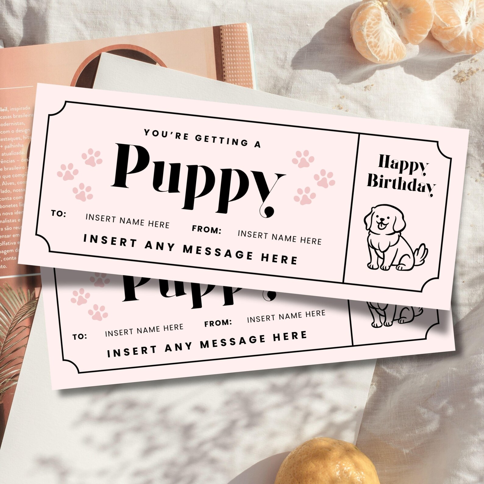 Editable New Puppy Coupon Template, Custom New Dog Ticket Template ...