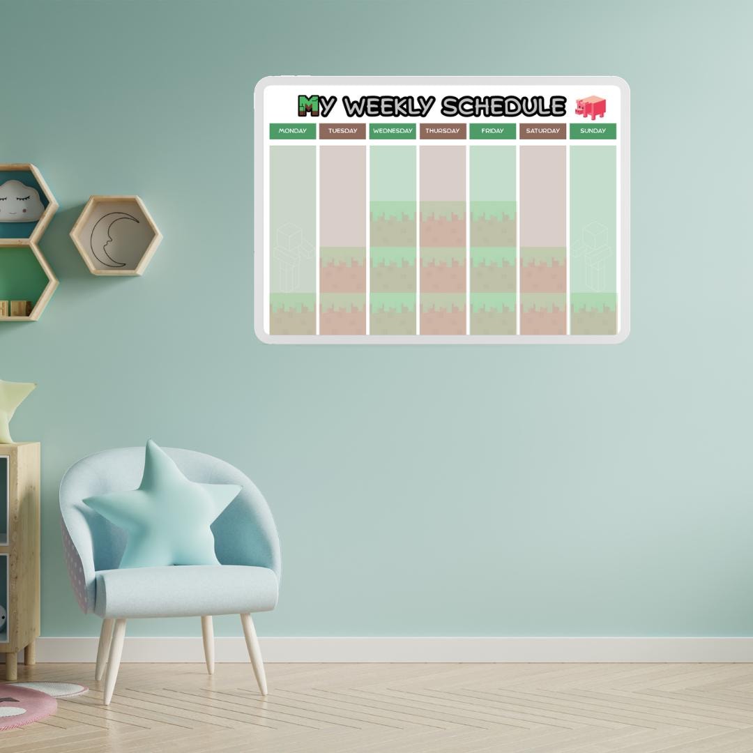 Gaming Weekly Schedule Editable | Minecraft-inspired and Gamer Visual ...