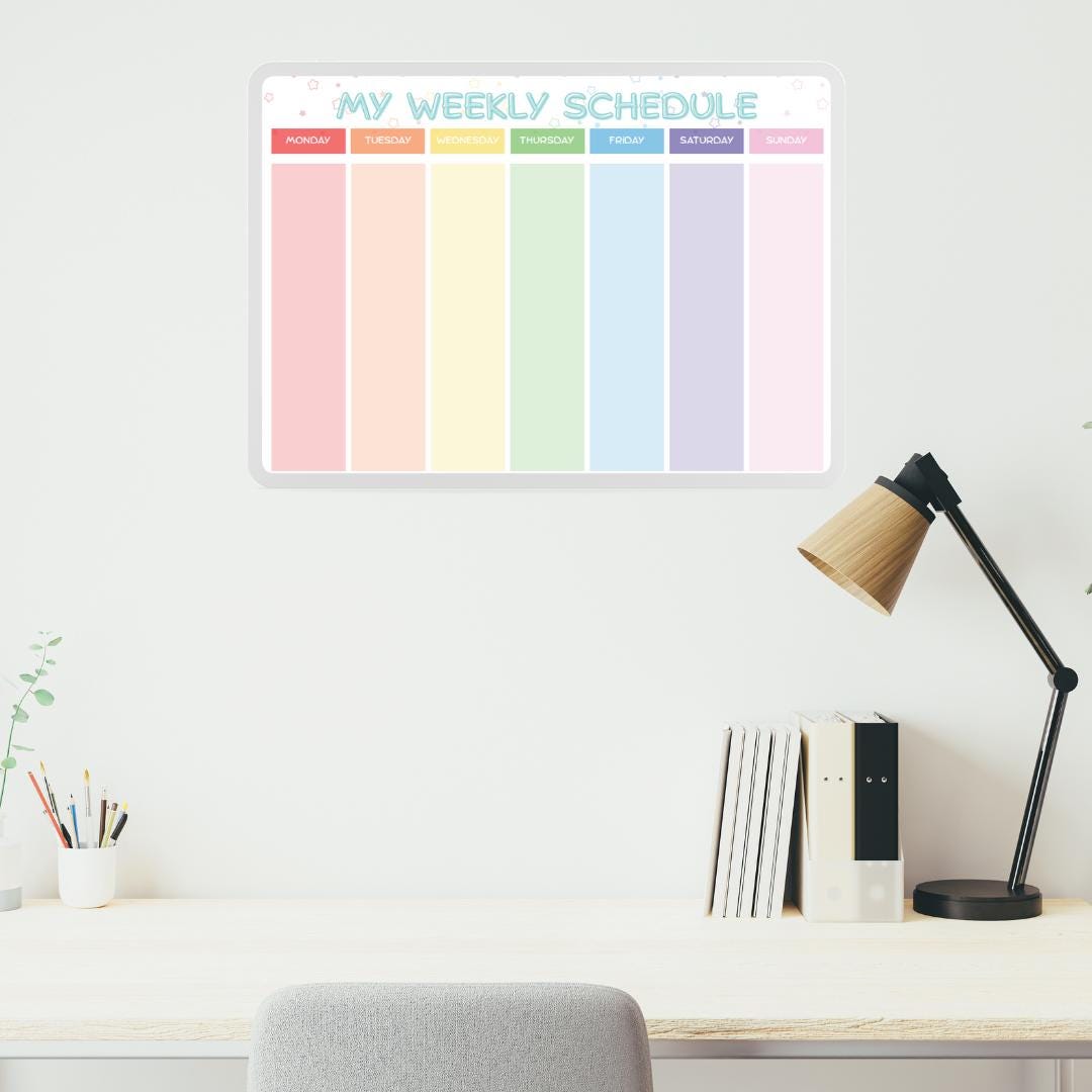 Rainbow Weekly Schedule Editable | Visual Routine Chart for Kids | 168 ...