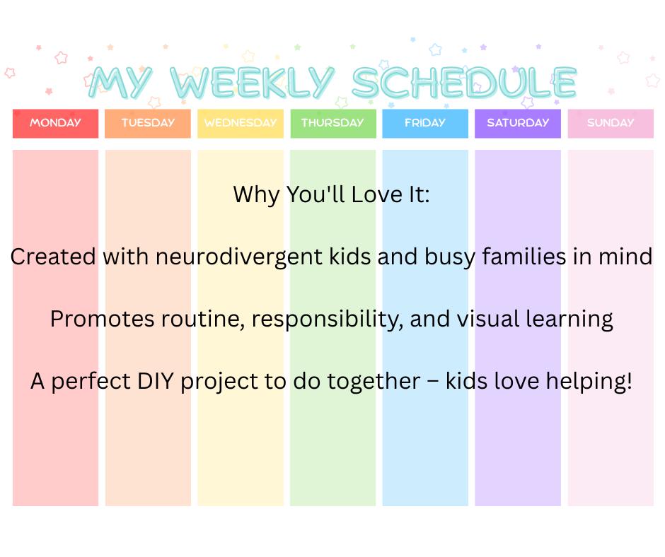 Rainbow Weekly Schedule Editable | Visual Routine Chart for Kids | 168 ...