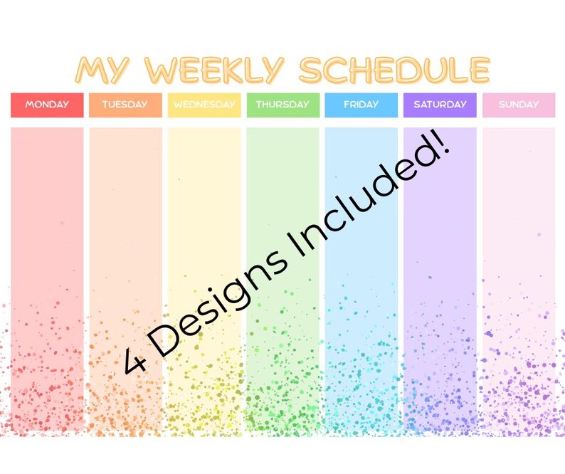 Rainbow Weekly Schedule Editable | Visual Routine Chart for Kids | 168 ...