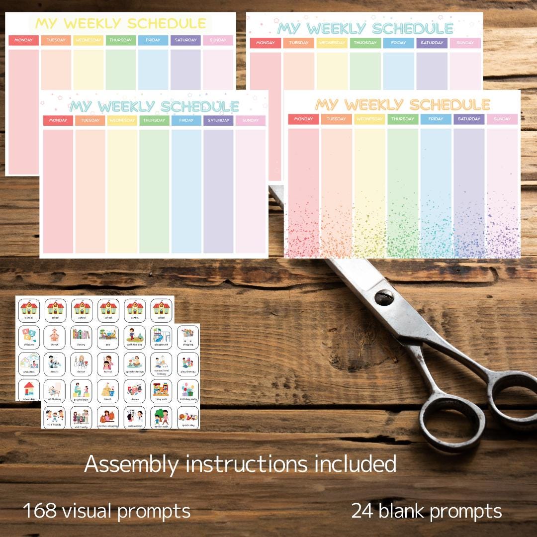 Rainbow Weekly Schedule Editable | Visual Routine Chart for Kids | 168 ...