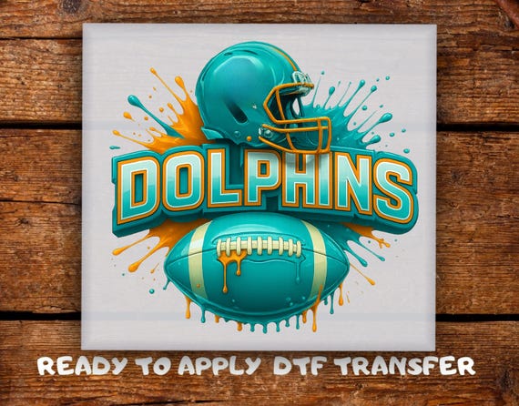 Teal Helmet Football DTF Transfer, Splash Dolphin Ball Team Spirit Ready To Press, Miami Game Day Cute Print for Sports Heat Press