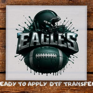 Green Helmet Football DTF Transfer, Splash Eagle Ball Team Spirit Ready To Press, Philadelph Game Day Cute Print for Sports Heat Press