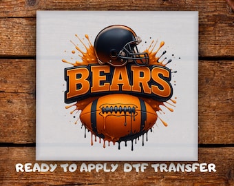 Orange Navy Football Helmet DTF Transfer, Splash Bear Helmet Ball Team Spirit Ready To Press, Game Day Cute Print for Sports Heat Press
