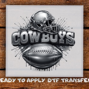 Silver Helmet Football DTF Transfer, Splash Cowboy Ball Team Spirit Ready To Press, Game Day Cute Print for Sports Heat Press image 1
