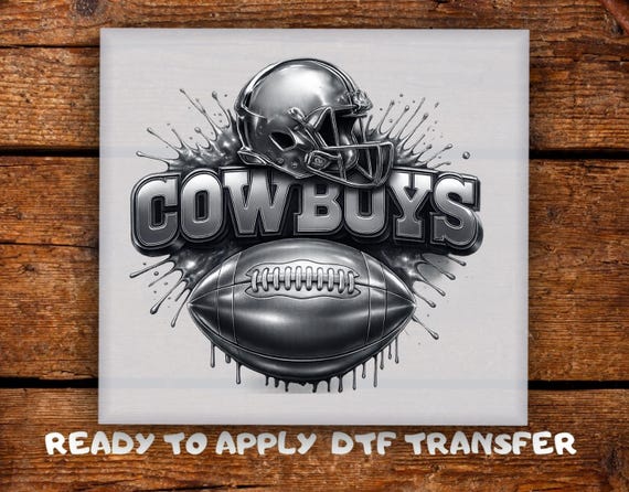 Silver Helmet Football DTF Transfer, Splash Cowboy Ball Team Spirit Ready To Press, Game Day Cute Print for Sports Heat Press