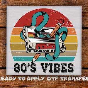80&#39;s Vibes DTF | Colorful Retro Sunset 80s Ready To Press | Cool Vintage Cassette Mama Heat Transfer | Summer Dtf Transfer Ready For Press