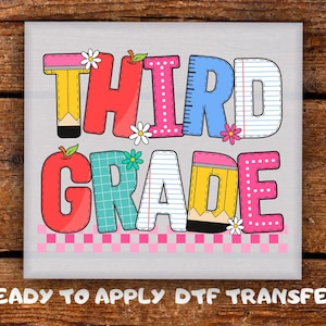 Third Grade DTF I&#39;m Ready For 3rd Grade Ready To Press Cute Glitter Effect Kid DTF Transfer Ready For Press Kids Colorful Letters DTF