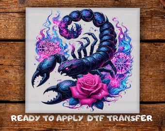 Neon Scorpio Zodiac Scorpion DTF Mystical Astrology Sign Tee Ready To Press Vibrant Horoscope DTF Transfer Spiritual Fashion Ready For Press