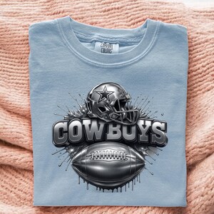 Silver Helmet Football DTF Transfer, Splash Cowboy Ball Team Spirit Ready To Press, Game Day Cute Print for Sports Heat Press With Logo