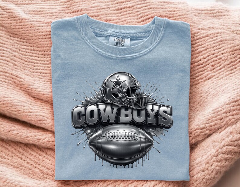 Silver Helmet Football DTF Transfer, Splash Cowboy Ball Team Spirit Ready To Press, Game Day Cute Print for Sports Heat Press With Logo