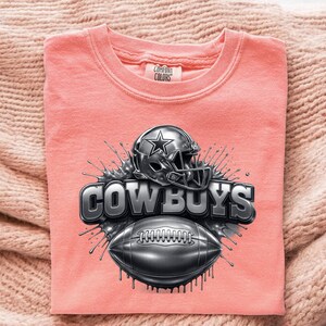 Silver Helmet Football DTF Transfer, Splash Cowboy Ball Team Spirit Ready To Press, Game Day Cute Print for Sports Heat Press image 4