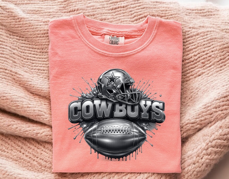 Silver Helmet Football DTF Transfer, Splash Cowboy Ball Team Spirit Ready To Press, Game Day Cute Print for Sports Heat Press image 4