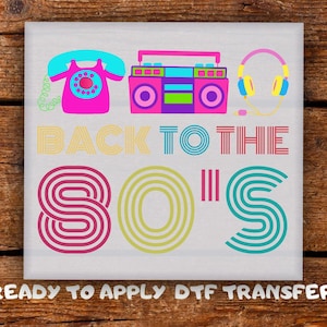 Back To 80&#39;s DTF | Old Phone Vintage Mama Colorful Ready To Press | Cool Headphone Mama Heat Transfer | Party Dtf Transfer Ready For Press
