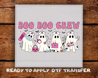 Boo Boo Crew Halloween Nurse DTF Cute Medical Ghosts Shirt Ready To Press Retro Nurse Spooky, DTF Transfer Ready For Press  Heat Transfer