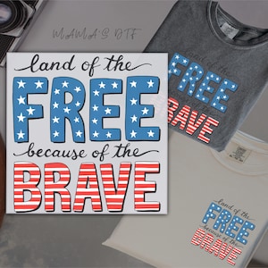 Land Of The Free Because Of The Brave DTF Retro America USA Flag Ready To Press 4th Of July DTF Transfer Ready For Press Memorial Day Dtf