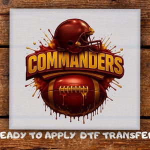 Red Gold Helmet Football DTF Transfer, Splash Commander Ball Team Spirit Ready To Press, Game Day Cute Print for Sports Heat Press