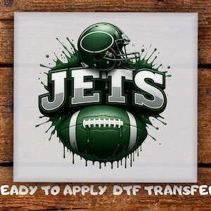 Jet Football Helmet DTF Transfer, Green Splash Silver Text Splattered Ball Ready To Press, York Game Day Cute Print for Sports Heat Press