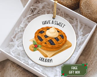 Baked Goods Illustration Ornament | Ceramic Holiday Ornament, Have a Sweet Holiday
