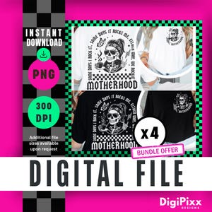 Motherhood Rockin’ PNG Funny Mom Life Sublimation Design Digital Download for T-Shirts Mugs Gifts Mothers Day