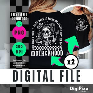 Motherhood Rockin’ PNG Funny Mom Life Sublimation Design Digital Download for T-Shirts Mugs Gifts Mothers Day