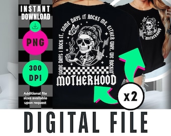 Rockin' Motherhood PNG: Funny Mom Life Sublimation Design (Digital Download)