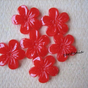 Red Flower Cabochons, 6PCS Mini Violet Flower Cabochons, 11mm Resin Cabochons by ZARDENIA, Diy Flowers, Diy Jewelry Supplies