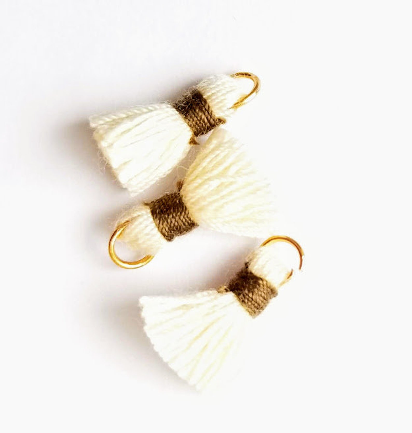 Ivory Tassels Small Ivory Tassel Small Cotton Tassels Gold Etsy
