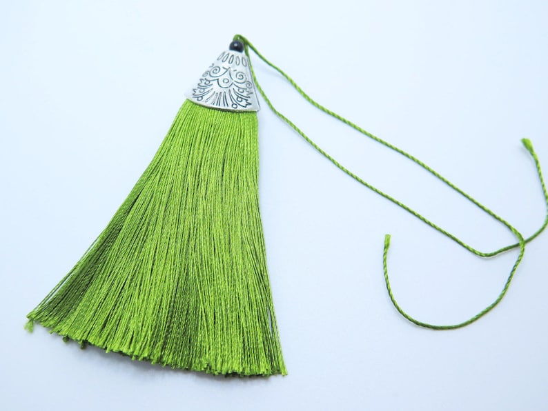 Green Tassel Green Tassels Large Silk Tassel With Antique Etsy