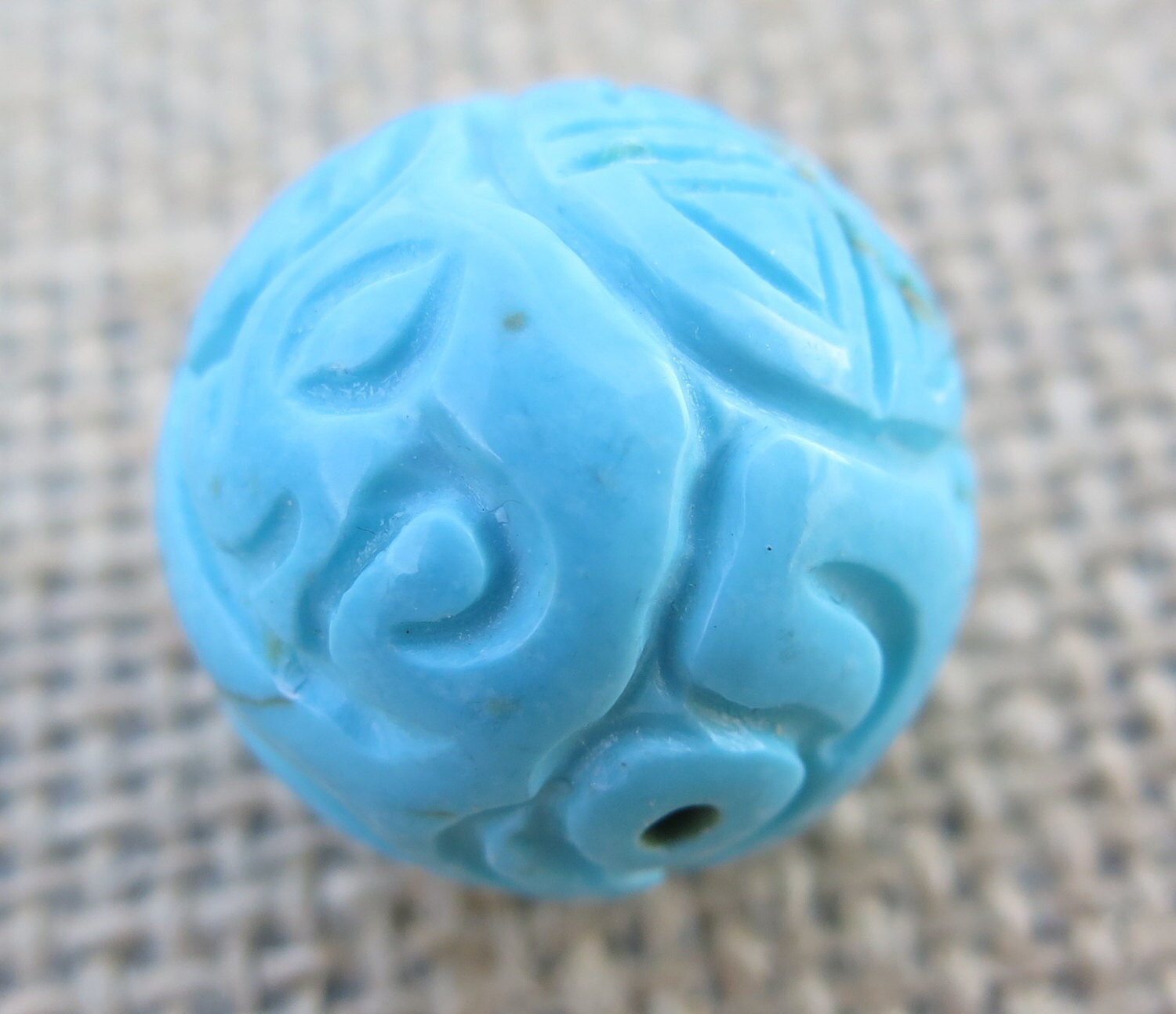 Turquoise Bead Turquoise Round Carved Turquoise Bead Carved Etsy